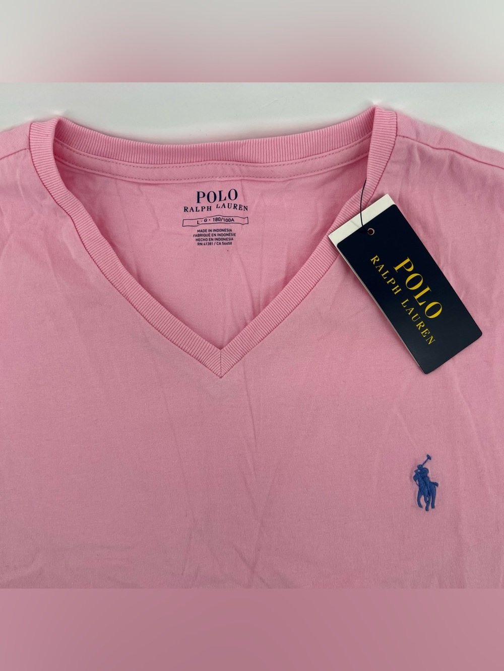 Polo Ralph Lauren Men’s V-Neck Tee Pink Large NWT